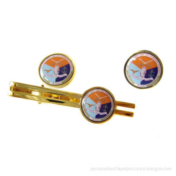 Souvenir Military Clips Brass Printing Sticker Cufflinks And Tie Clips With Various Colors